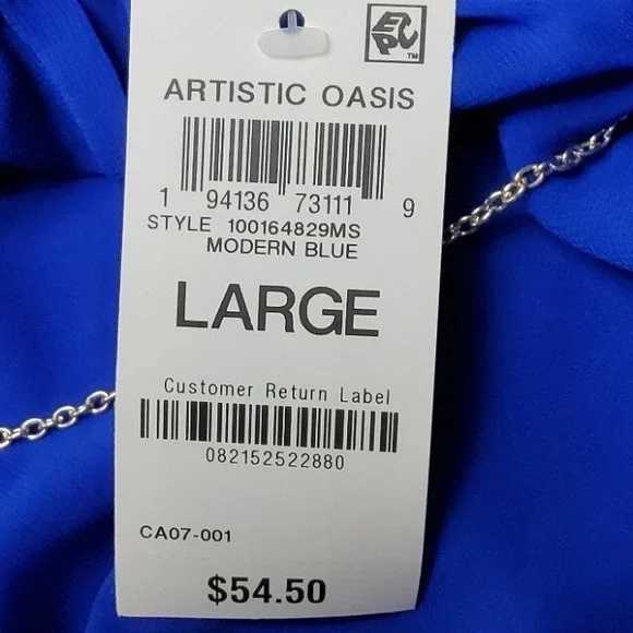 JM Collection Top Womens Large Blue Solid Tiered Bell Sleeve Gauze Blouse NWT - Picture 8 of 8